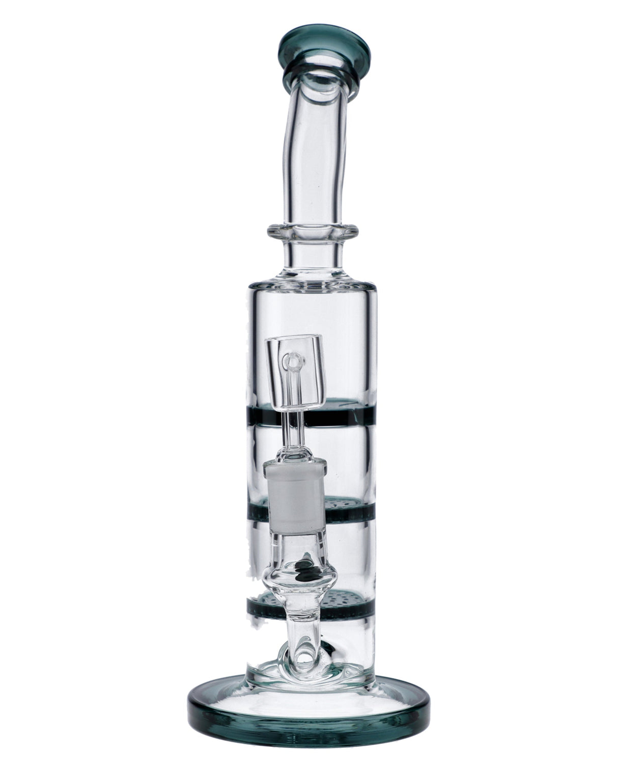 Teal Triple Honeycomb Dab Rig by Valiant Distribution, 9.5in with 90 Degree Joint, Front View