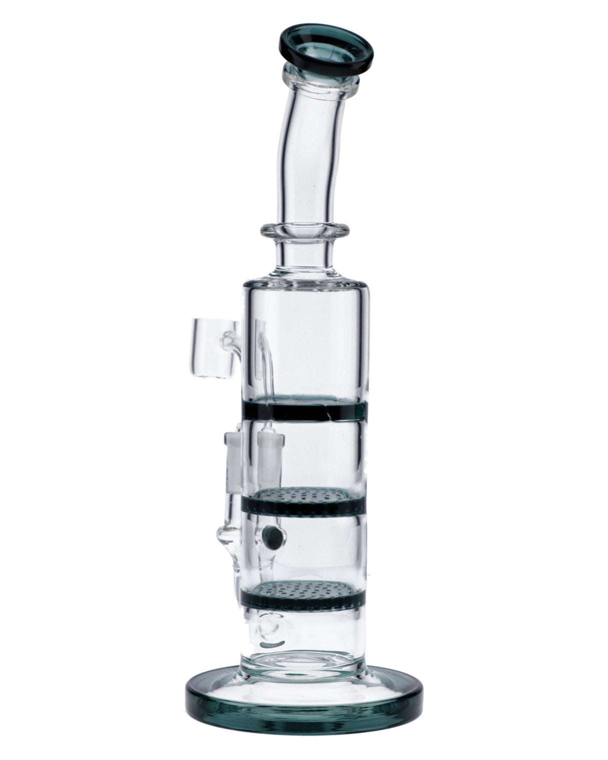Valiant Distribution Teal Triple Honeycomb Dab Rig, 9.5in with 90 Degree Joint - Front View