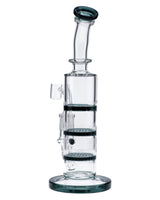 Valiant Distribution Teal Triple Honeycomb Dab Rig, 9.5in with 90 Degree Joint - Front View