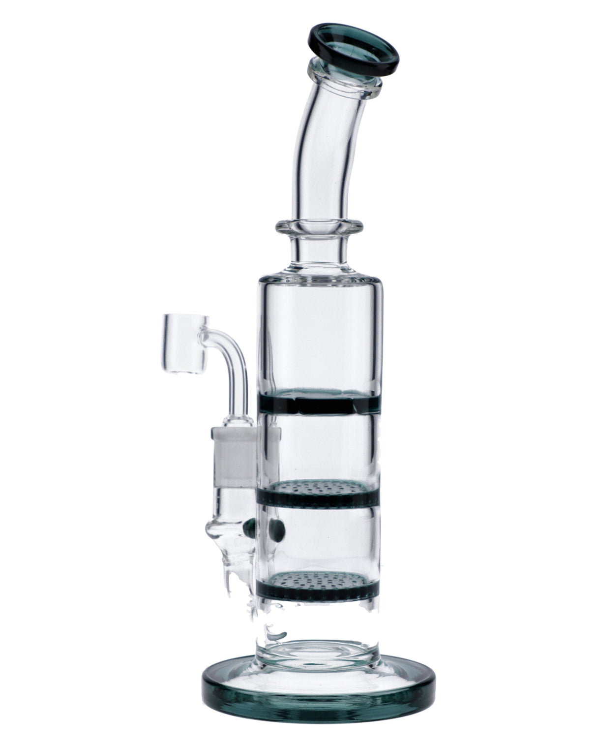 Teal Triple Honeycomb Dab Rig by Valiant Distribution, 9.5in with banger hanger design