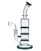 Teal Triple Honeycomb Dab Rig by Valiant Distribution, 9.5in with 90 Degree Joint