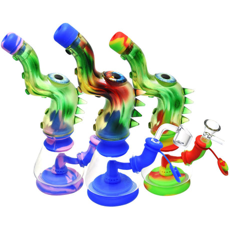 Colorful Tentacle Eye Silicone & Resin Rigs with 14mm Joint, 9.5" height, for Dry Herbs and Concentrates