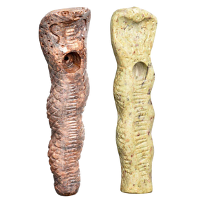 Textured Cobra Carved Stone Pipes in Assorted Colors, Front View, 5 Inches