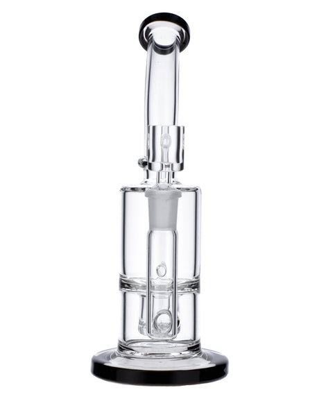 The Black Beauty Bubbler Rig - 8" - Front View on White Background, Borosilicate Glass, 90 Degree Joint