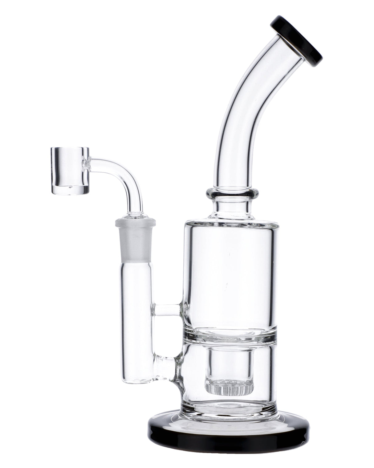 The Black Beauty Bubbler Rig - 8" with 90-degree banger hanger, front view on white background