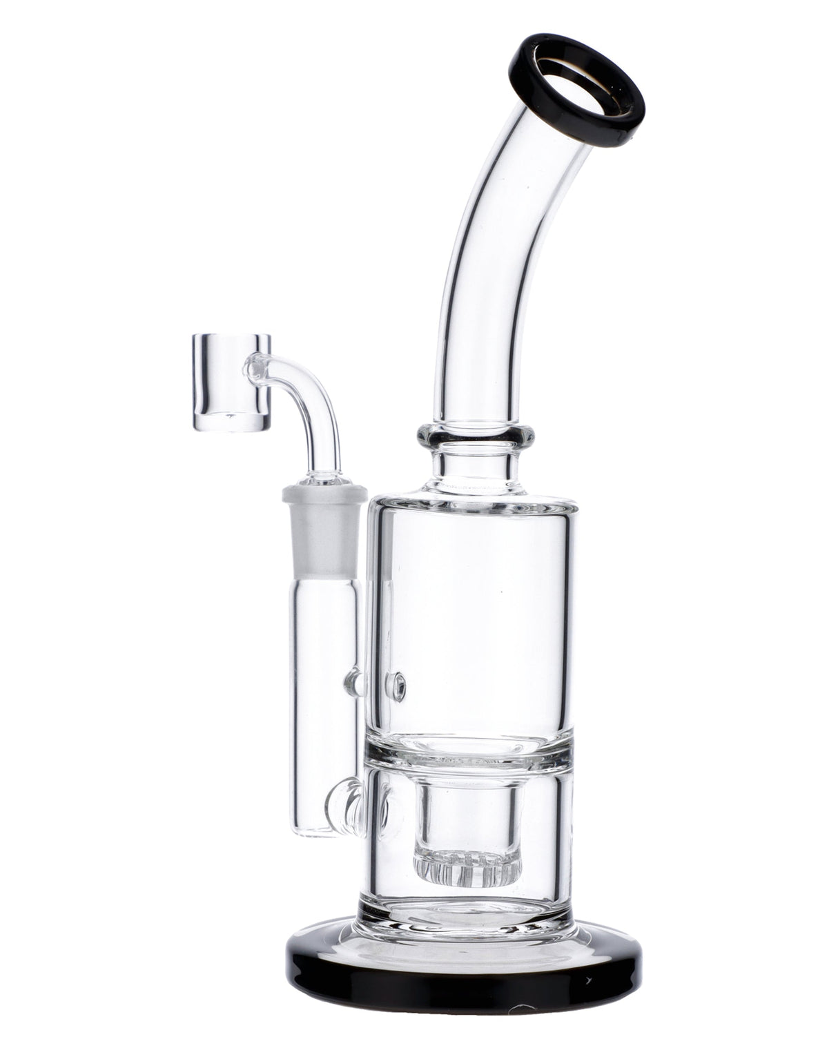 Valiant Distribution's Black Beauty Bubbler Rig, 8", 90 Degree Joint, Front View on White Background