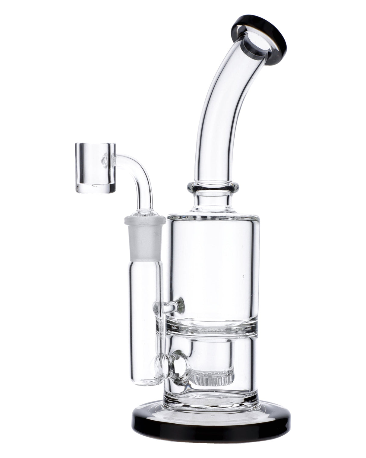 Black Beauty Bubbler Rig by Valiant Distribution, 8" with 90-degree joint, front view on white background