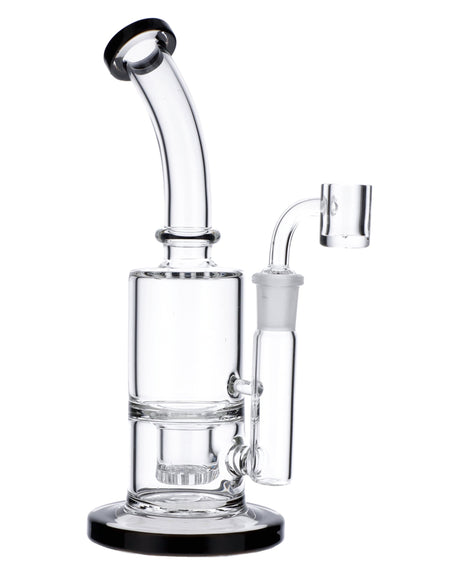 The Black Beauty Bubbler Rig, 8" Borosilicate Glass, 90 Degree Joint, Portable Design, Front View