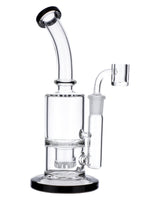 The Black Beauty Bubbler Rig, 8" Borosilicate Glass, 90 Degree Joint, Portable Design, Front View