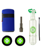 The Happy Dab Kit by Happy Kit with portable case, glass dab rig, titanium nail, dab tool, and silicone jars