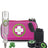 The Happy Dab Kit by Happy Kit in Pink with glass dab rig, torch lighter, silicone containers front view