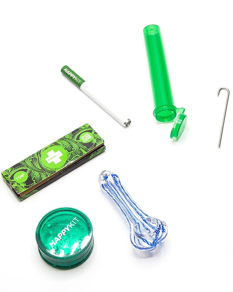 The Happy Kit OG bundle with green-themed hard case, spoon pipe, poker, and accessories