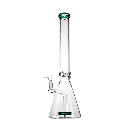 Hemper Beast Bong 12" in Clear Glass with Black Accents and Bubble Design, Front View