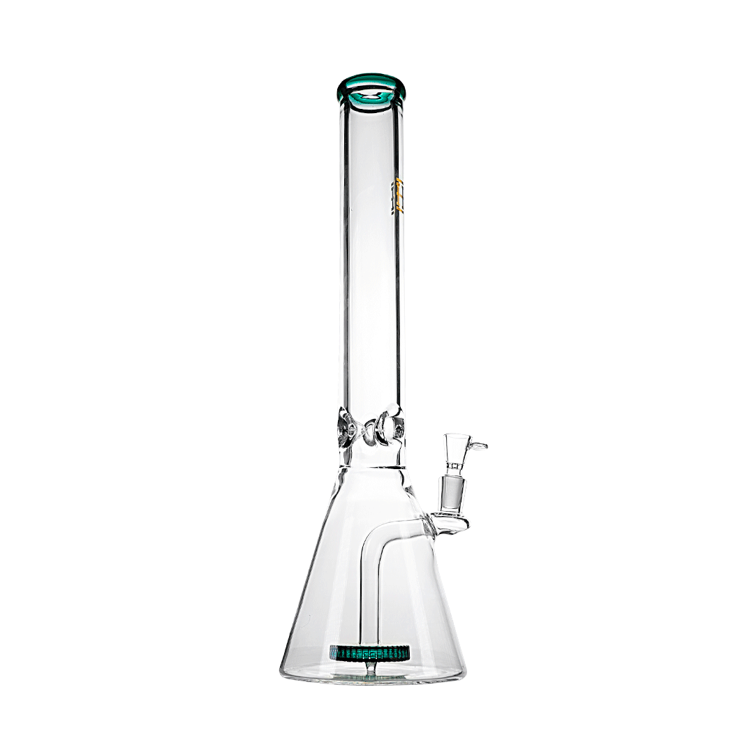 Hemper Beast Bong 12" in clear borosilicate glass with black accents, bubble design, and deep bowl - front view