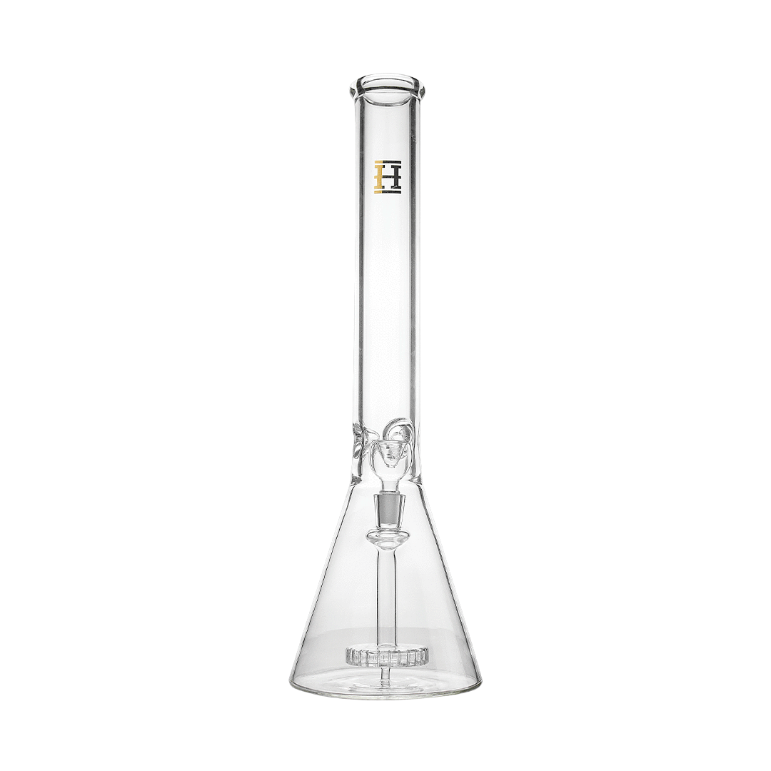 Hemper Beast Bong 12" in clear borosilicate glass, bubble design, front view on white background