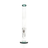 Hemper Classic Tube Bong in Black and Teal, 21" Tall Borosilicate Glass, Front View on White Background