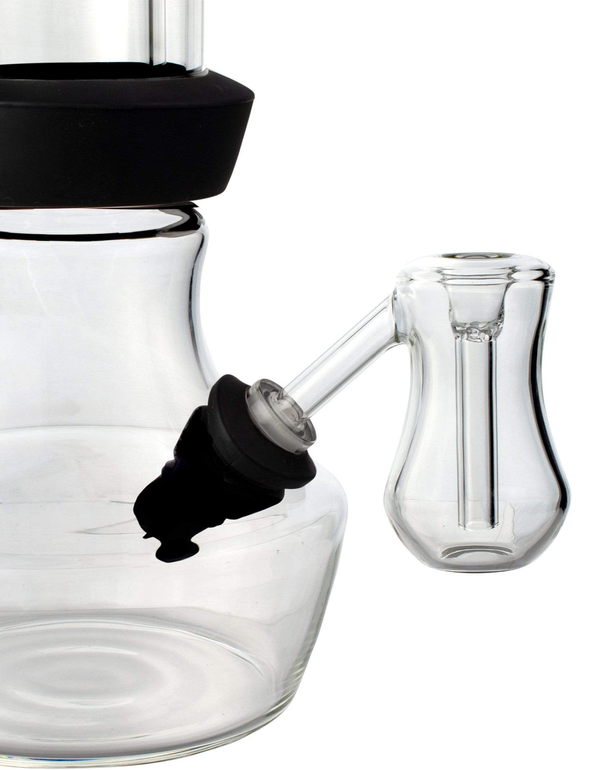 HighRise Gravity Bong in clear borosilicate glass with silicone seal and thick beaker design