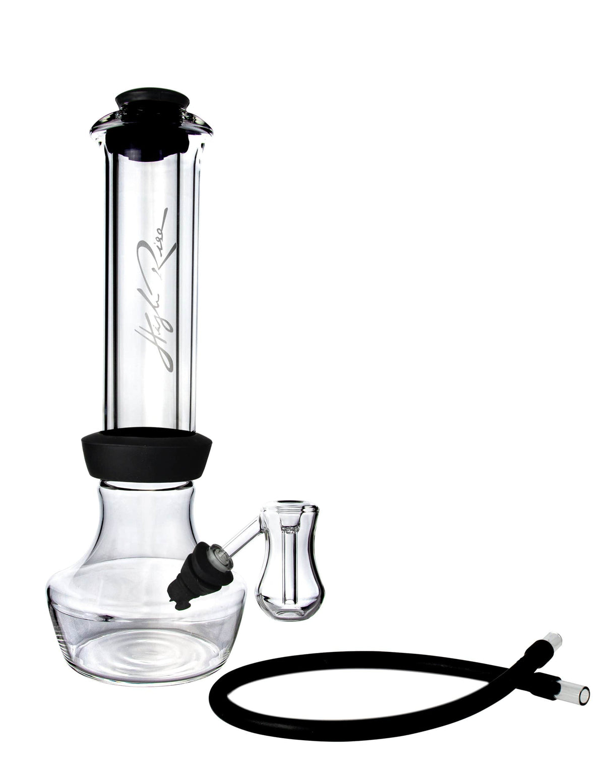 High Rise Gravity Bong by HighRise in clear borosilicate glass, extra large with silicone base