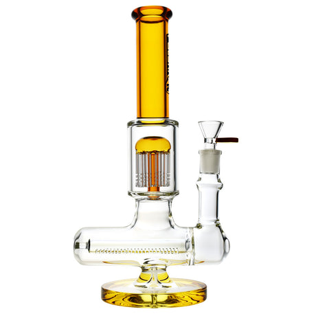 11" Jellyfish Inline Perc to Tree Perc Bong with Yellow Accents - Front View