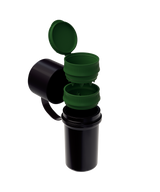 Hemper The Keeper™ 3-Part Grinder in Black with Green Accents - Top View with Open Compartments
