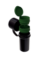 Hemper The Keeper™ 3-Part Grinder in Black with Green Accents - Top View with Open Compartments