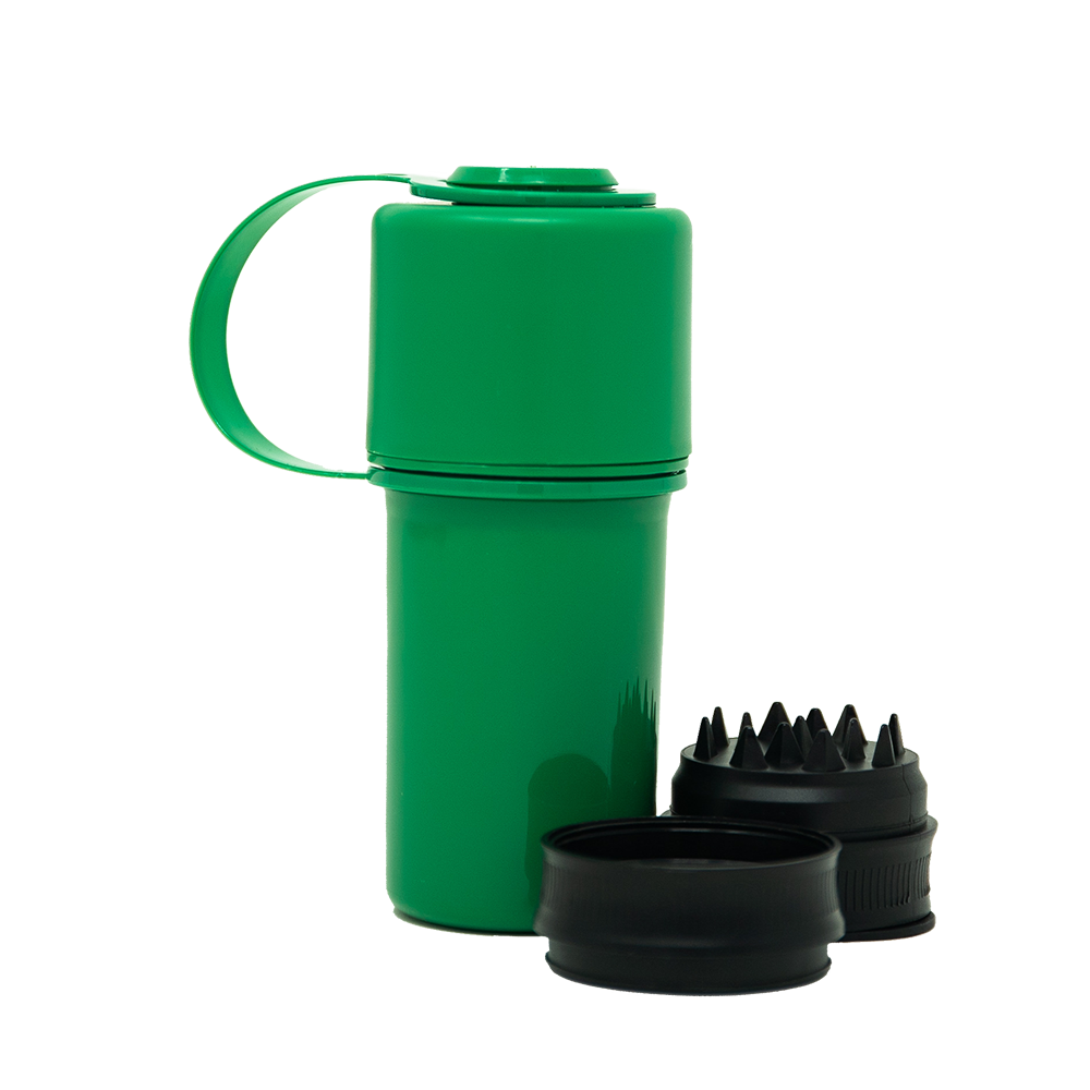 Hemper The Keeper™ 3-Part Grinder in Green with Built-in Storage - Front View