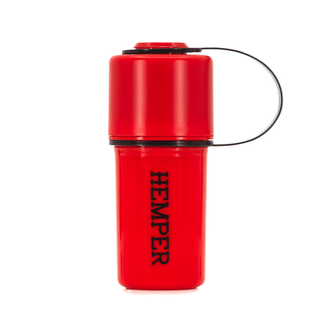 Hemper The Keeper™ 3-Part Grinder in Red with Attached Keychain - Front View