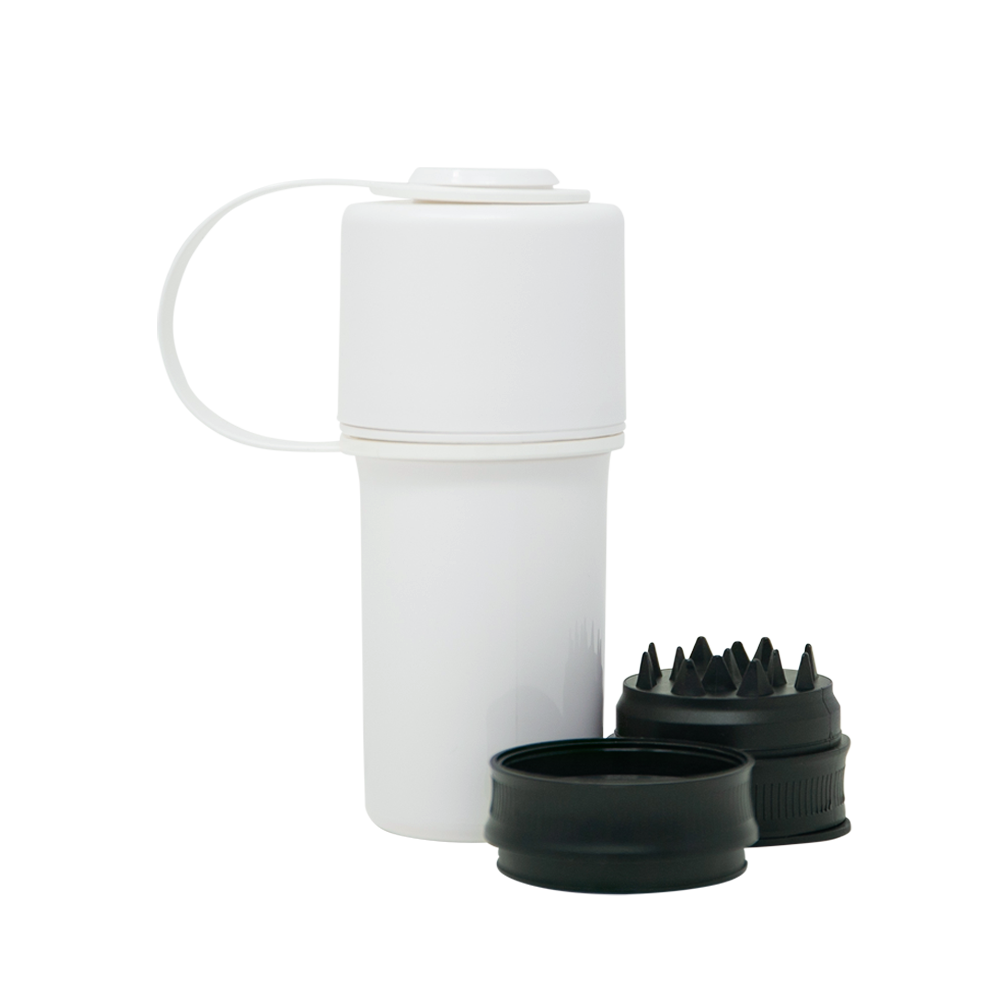 The Keeper™ by Hemper in White - 3-Part Grinder with Storage - Front View