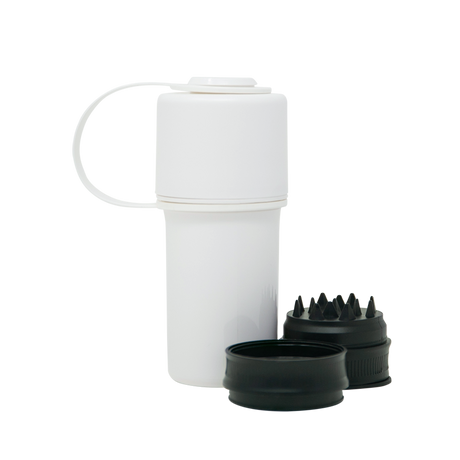 The Keeper™ by Hemper in White - 3-Part Grinder with Storage - Front View