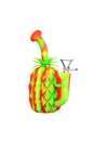 Colorful silicone pineapple-shaped bong with glass bowl, 7" tall, 90-degree joint angle