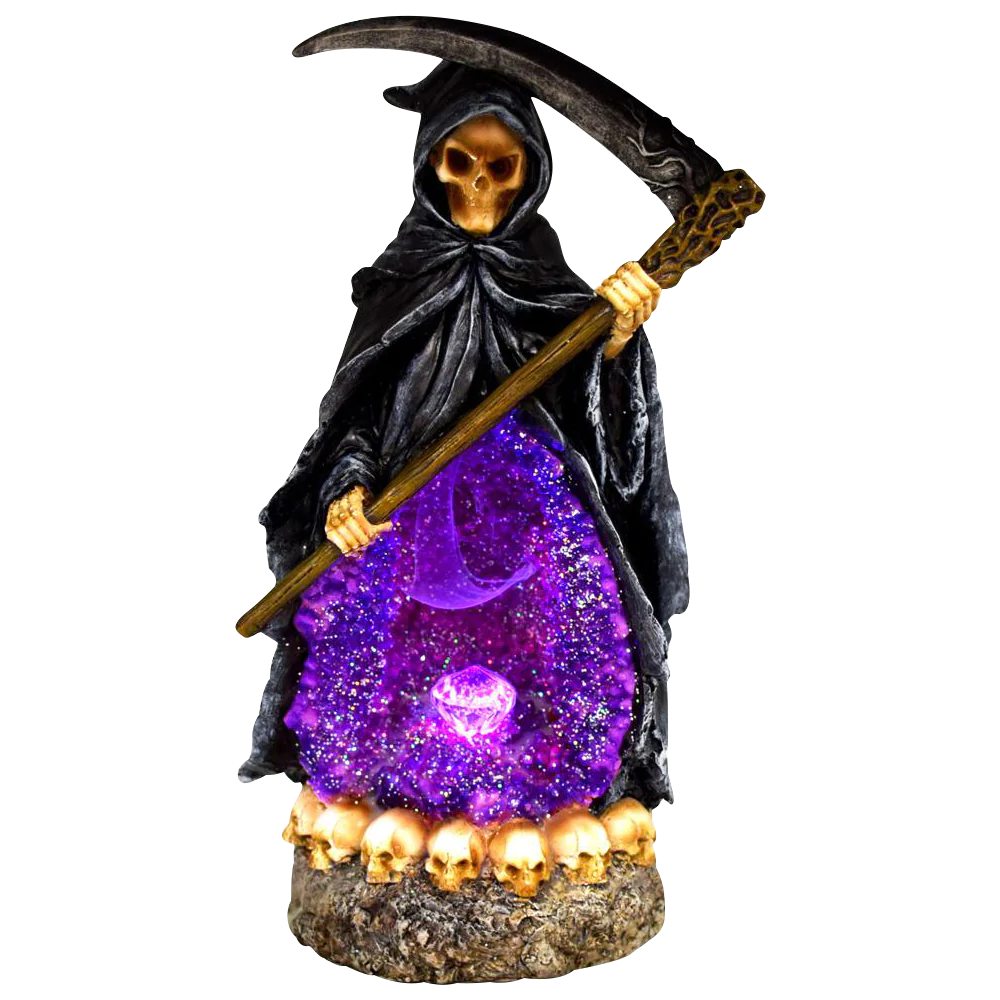 The "Reaper" Polyresin Backflow Incense Burner with Glittering Purple Pool