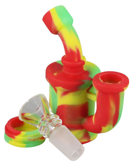 Colorful Mini Silicone Waterpipe for Dry Herbs, Portable 3.5" Size, 90 Degree Joint