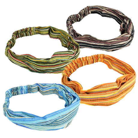ThreadHeads Desert Stripes Cotton Headbands 4-Pack in assorted colors, compact and portable design