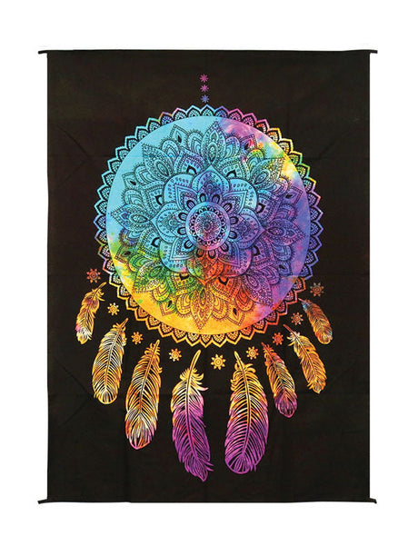 ThreadHeads Dreamcatcher Mini Tapestry with Tie Dye Design, 30" x 40", Front View