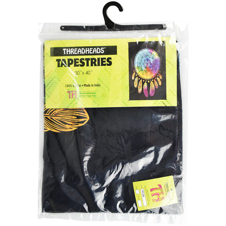 ThreadHeads Dreamcatcher Mini Tapestry, 30" x 40", packaged view with vibrant tie-dye design