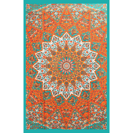 ThreadHeads Elephants Sunburst Mandala Tapestry in vibrant colors, size 55" x 83", perfect for wall decor