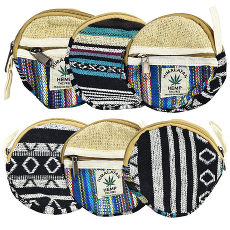 Assorted ThreadHeads Hemp Color Weave Coin Pouches, 4"x4.75", 6pc Bundle, Front View