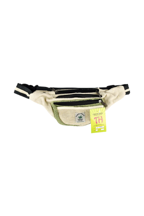 ThreadHeads Himalayan Hemp Fanny Pack in Natural Color, Front View with Zipper Detail