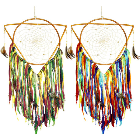 ThreadHeads Inverted Geometry Dreamcatcher with vibrant mixed colors, 15" x 39", USA made