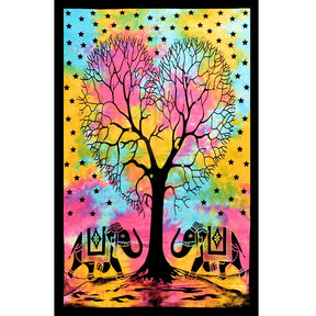 ThreadHeads Lucky Elephant Couple Tie-Dye Tapestry, Colorful Cotton Home Decor