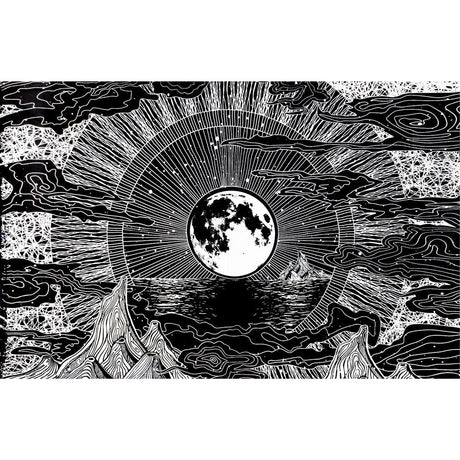 ThreadHeads Moon Landscape Tapestry in Black & White, 83" x 55", for Home Decor