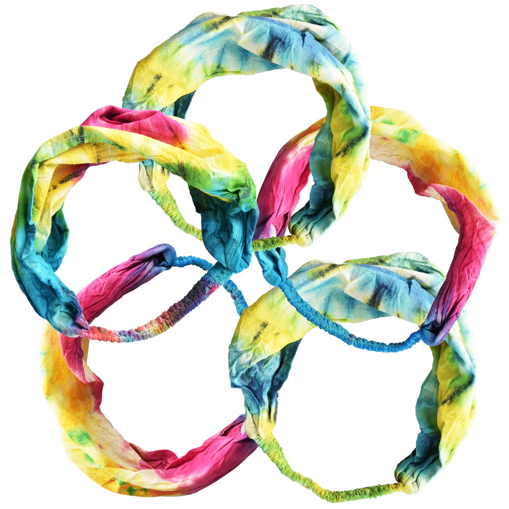 ThreadHeads Tie-Dye Cotton Headbands, 5 Pack, vibrant assorted colors, top view