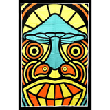 ThreadHeads Tribal Mushroom Man Tapestry in vivid colors, 55" x 83" cotton wall art