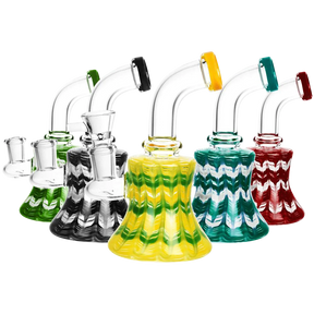 Colorful Tie-Dye Mini Borosilicate Glass Water Pipes with 90 Degree Joints, 5.5" Height