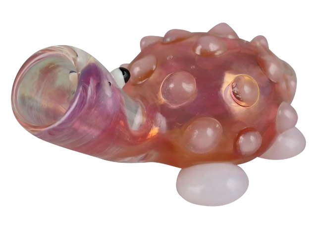 Tiny Turtle Glass Pipe, Compact Borosilicate Hand Pipe, 2.65" Height, Portable Design