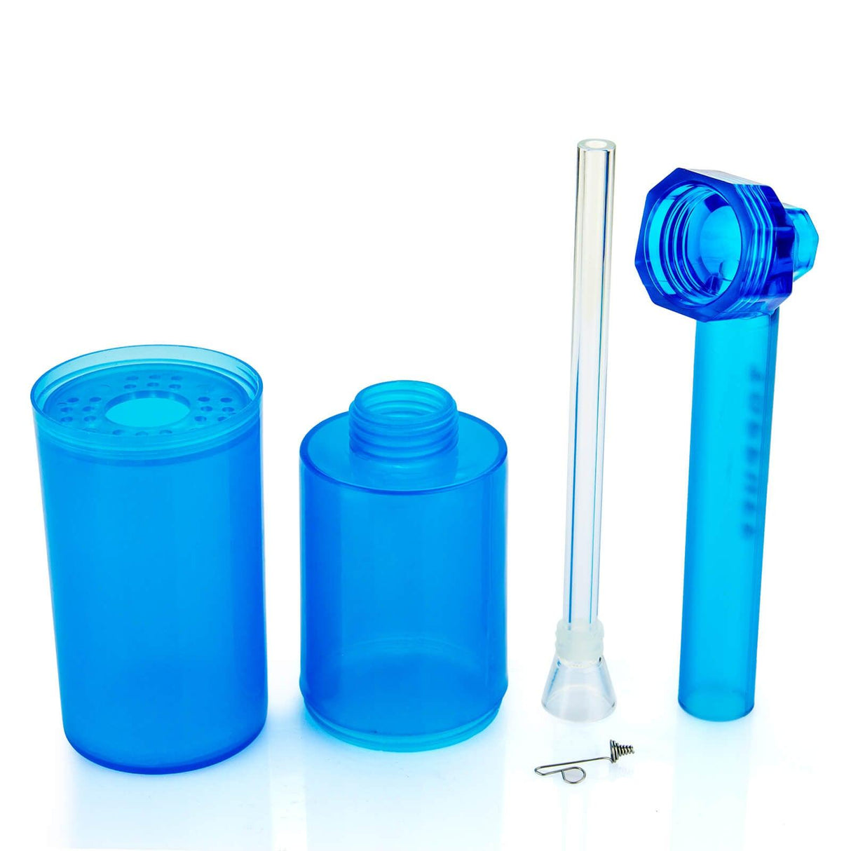 PILOT DIARY Portable Toppuff Water Bottle Pipe Kit in Blue - Front View with Components