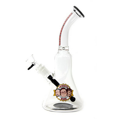 Trailer Park Boys 12'' Beaker Bong with Novelty Decal, Clear Borosilicate Glass, Front View