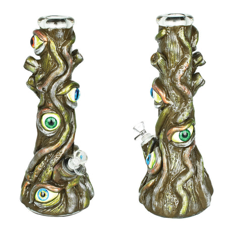 14" Trees Have Eyes 3D Painted Beaker Water Pipe with Borosilicate Glass - Front and Angle View