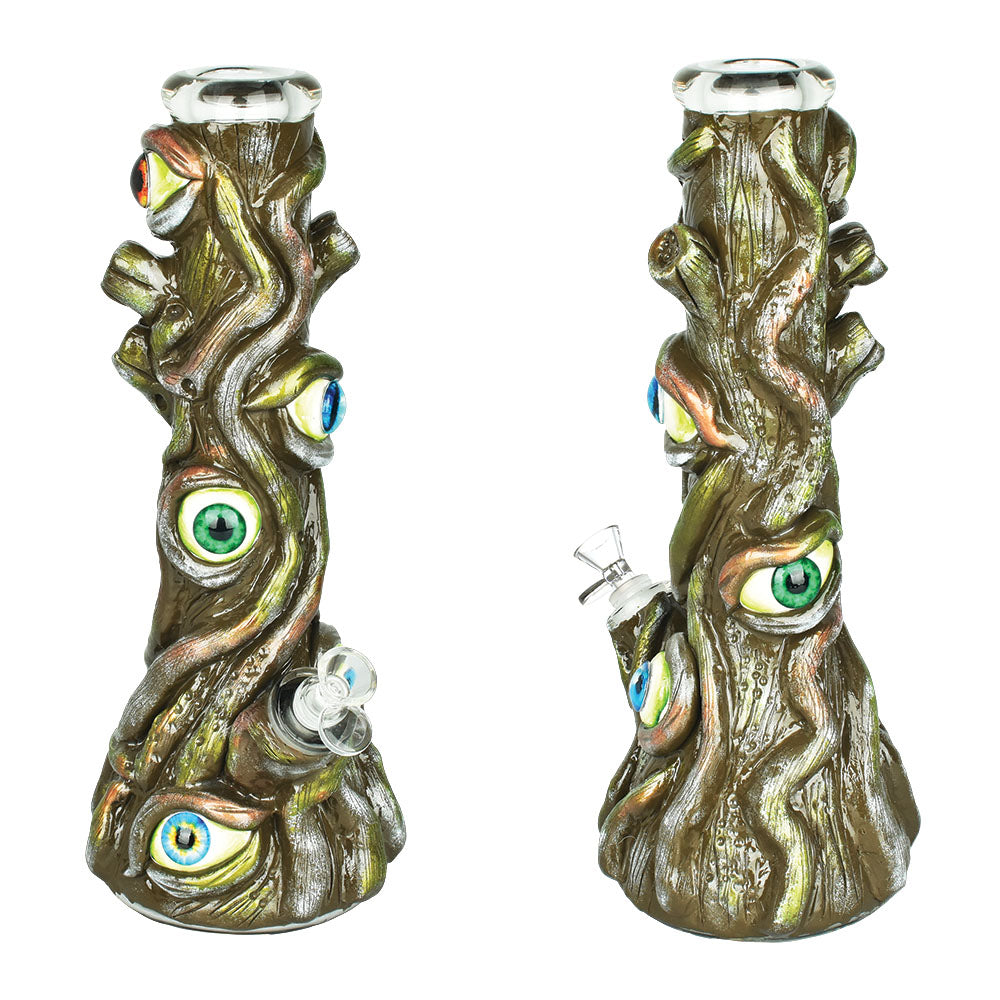14" Trees Have Eyes 3D Painted Beaker Water Pipe with Borosilicate Glass - Front and Angle View