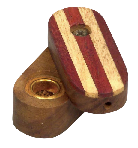 Tri-Tone Wood Pipe with Swivel Lid & Screen, 2.25" Compact Design for Dry Herbs, Open View